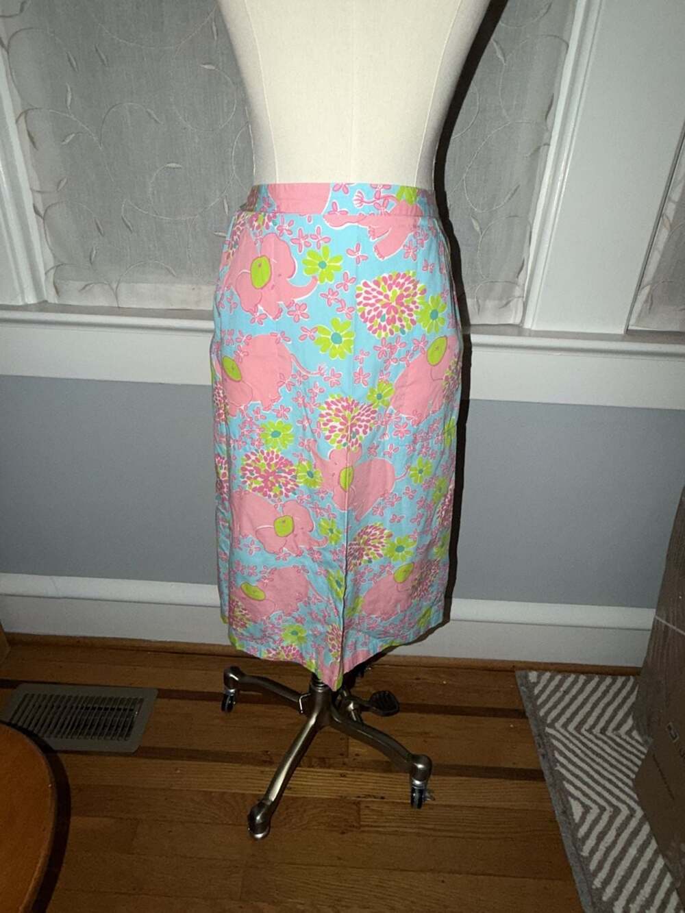 Lilly Pulitzer Elephant Floral Print Cotton Wrap Skirt Size 8